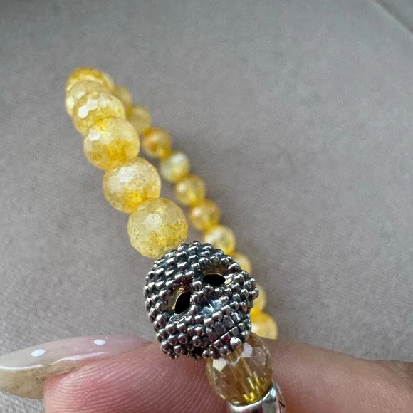 NWT Lagos Sterling Silver Anthem Citrine Skull Bead Stretch Bracelet Size 8 - Picture 6 of 7